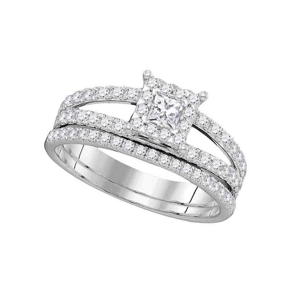 Princess Bridal Wedding Ring Band Set 1 Cttw 14KT White Gold