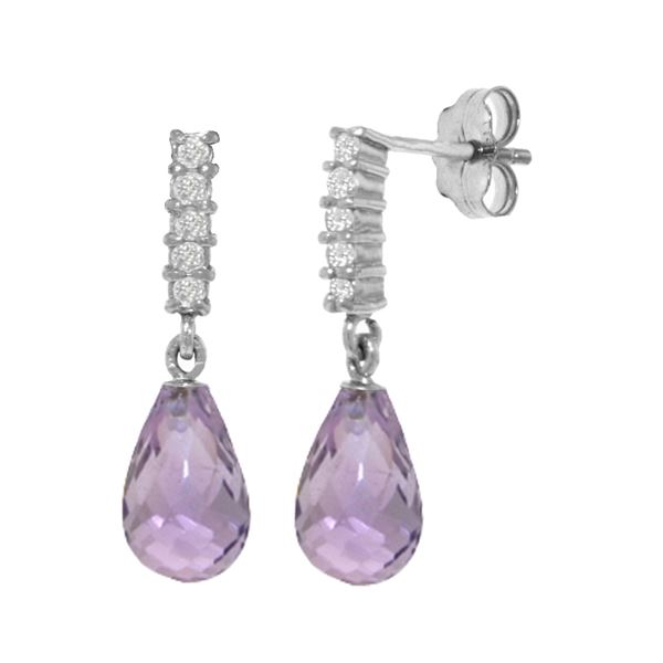 Genuine 4.65 ctw Amethyst & Diamond Earrings 14KT White Gold - REF-36X2M