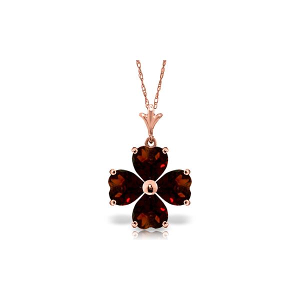 Genuine 3.8 ctw Garnet Necklace 14KT Rose Gold - REF-42H2X