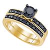 Image 1 : Round Black Color Enhanced Diamond Bridal Wedding Ring Set 1 Cttw 10KT Yellow Gold