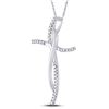 Image 2 : Round Diamond Cross Pendant 1/10 Cttw 14KT White Gold