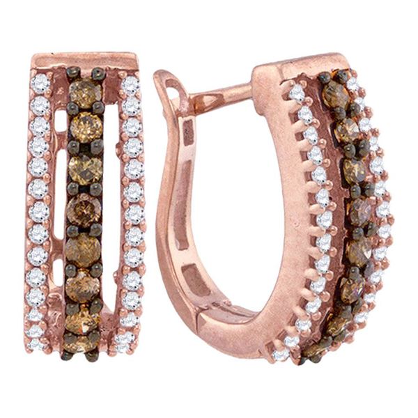 Pave Hoop Earrings 1/2 Cttw 10KT Rose Gold