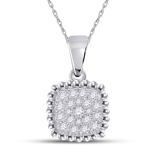 Round Diamond Square Pendant 1/6 Cttw 10KT White Gold