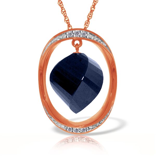 Genuine 15.35 ctw Sapphire & Diamond Necklace 14KT Rose Gold - REF-124P2H