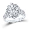 Image 1 : Round Diamond Right Hand Cluster Oval Ring 1-1/2 Cttw 14KT White Gold
