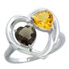 Image 1 : 2.61 CTW Diamond, Quartz & Citrine Ring 10K White Gold - REF-23R7H