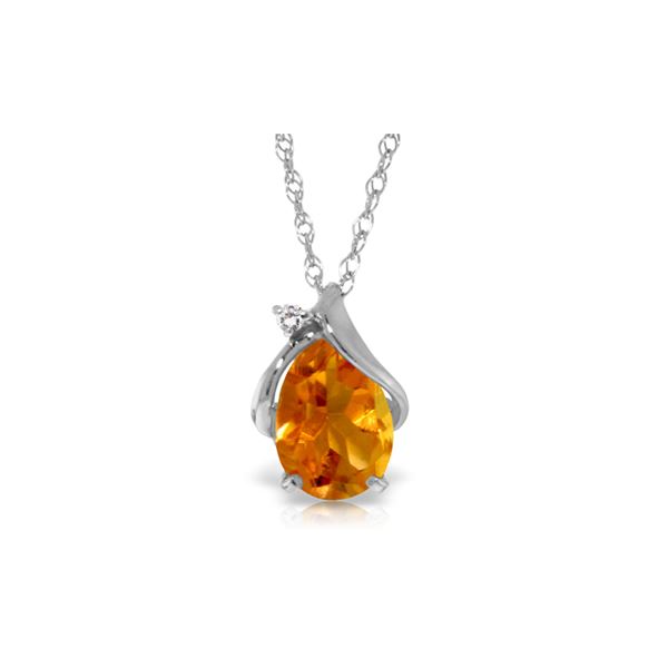 Genuine 1.63 ctw Citrine & Diamond Necklace 14KT White Gold - REF-28K3V