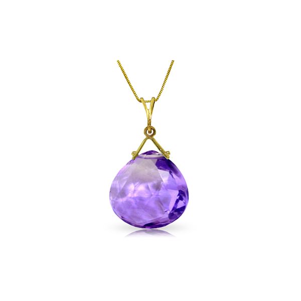 Genuine 8.5 ctw Amethyst Necklace 14KT Yellow Gold - REF-26W9Y