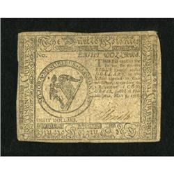 Continental Currency May 9, 1776 $8 Very Fine.