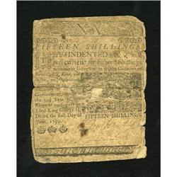 Delaware June 1, 1759 15s Very Good.