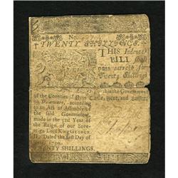 Delaware June 1, 1759 20s Very Fine.