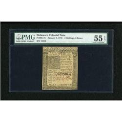 Delaware January 1, 1776 2s/6d PMG About