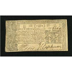 Maryland April 10, 1774 $2/3 Very Fine-Extremely