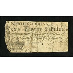 North Carolina March 9, 1754 20s.