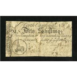 North Carolina March 9, 1754 40s Very Good.