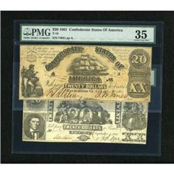 T18 $20 1861, and a T20 $20 1861