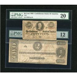 T61 $2 1863. and a T63 50¢ 186