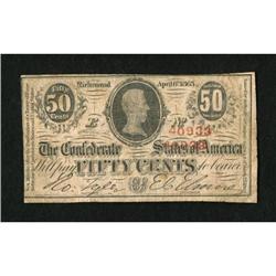 T63 50 Cents 1863 PF-7 Cr-UNL Error Note.