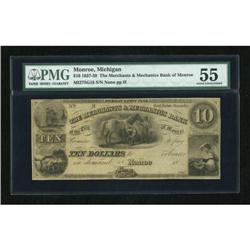 Monroe, MI- Merchants and Mechanics Bank $10