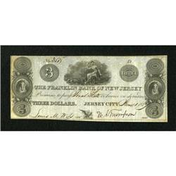 Jersey City, NJ- Franklin Bank $3 June 1, 1827