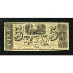Austin, TX- Republic of Texas $5 Jan. 25, 1840