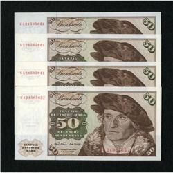 Germany 50 Marks 1970 Pick 33a Four Consecutive