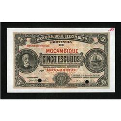 Mozambique 5 Escudos Baco Nacional Ultramarino