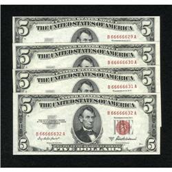 Fr. 1532 $5 1953 Legal Tender Notes. Four