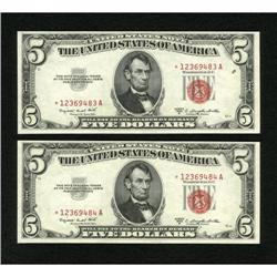 Fr. 1534* $5 1953B Legal Tender Notes. Two