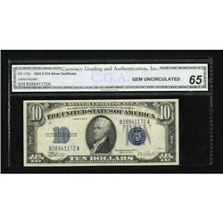 Fr. 1704 $10 1934C Silver Certificate. CGA Gem