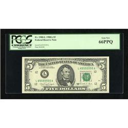 Fr. 1980-L $5 1988A Federal Reserve Note. PCGS