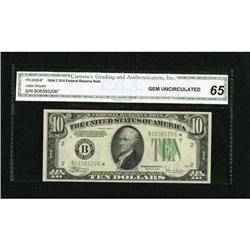 Fr. 2008-B* $10 1934C Federal Reserve Note. CGA
