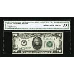 Fr. 2050-B $20 1928 Federal Reserve Note. CGA