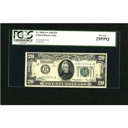 Fr. 2050-L* $20 1928 Federal Reserve Note. PCGS