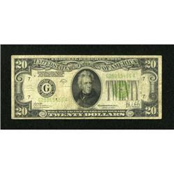 Fr. 2053-G $20 1928C Federal Reserve Note. Very