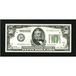Fr. 2101-D $50 1928A Federal Reserve Note.