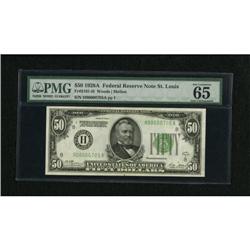 Fr. 2101-H $50 1928A Federal Reserve Note. PMG