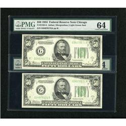 Fr. 2102-G $50 1934 Federal Reserve Notes. Two