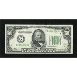 Fr. 2102-G $50 1934 Federal Reserve Note. Choice