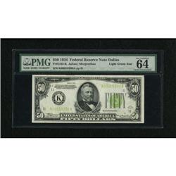 Fr. 2102-K $50 1934 Federal Reserve Note. PMG
