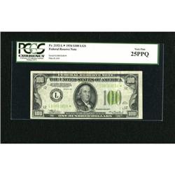 Fr. 2152-L* $100 1934 Federal Reserve Note. PCGS