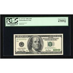Fr. 2177-F* $100 2001 Federal Reserve Note. PCGS