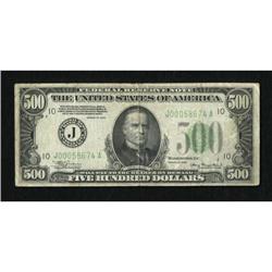 Fr. 2201-J $500 1934 Federal Reserve Note. Very