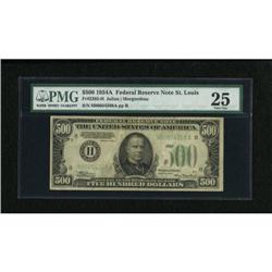 Fr. 2202-H $500 1934A Federal Reserve Note. PMG