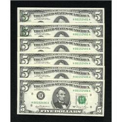 Fr. 1976-H $5 1981 Federal Reserve Notes. Six