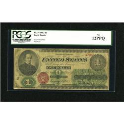 Fr. 16 $1 1862 Legal Tender PCGS Fine 12PPQ.