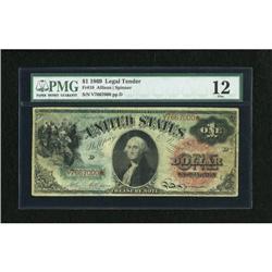 Fr. 18 $1 1869 Legal Tender PMG Fine 12.