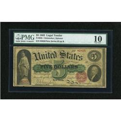 Fr. 63b $5 1863 Legal Tender PMG Very Good 10.