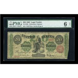 Fr. 126b $20 1863 Legal Tender PMG Good 6 Net.