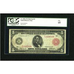 Fr. 840b $5 1914 Red Seal Federal Reserve Note